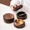 Creative Wooden Ashtray with Lid Stainless Steel Lining Windproof Smoke Proof Durable Easy To Clean Ashtray Cigar Box Decoration