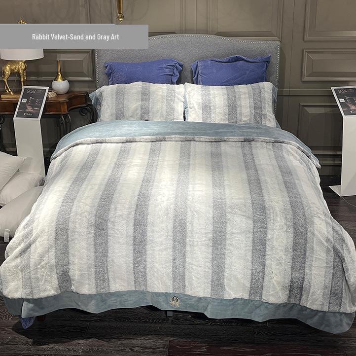 

Duo Xi Ai Mei Толстый полосатый мультяшный комплект пододеяльника и простыни Twin 203x229 cm