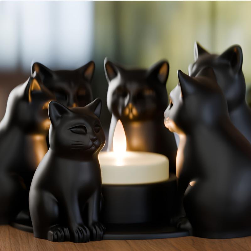 Držák na svíčku s kočkou na Valentýna: Perfektní dekorace stolu pro vytvoření teplé atmosféry (Svíčky nejsou součástí dodávky)