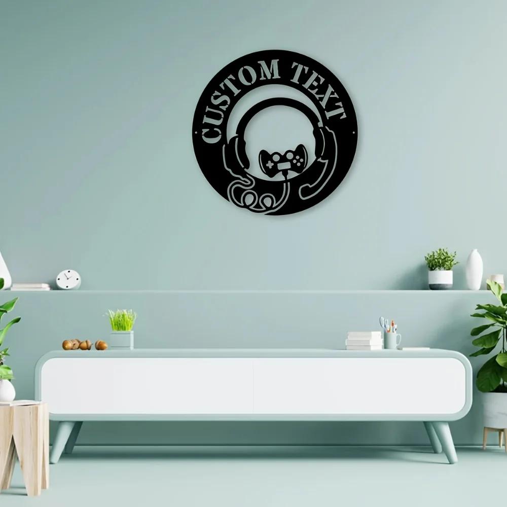 Trendy Custom Metal Headset Wall Art Family Name Sign Flexible Mount Outdoor Holiday Gift Battery Free