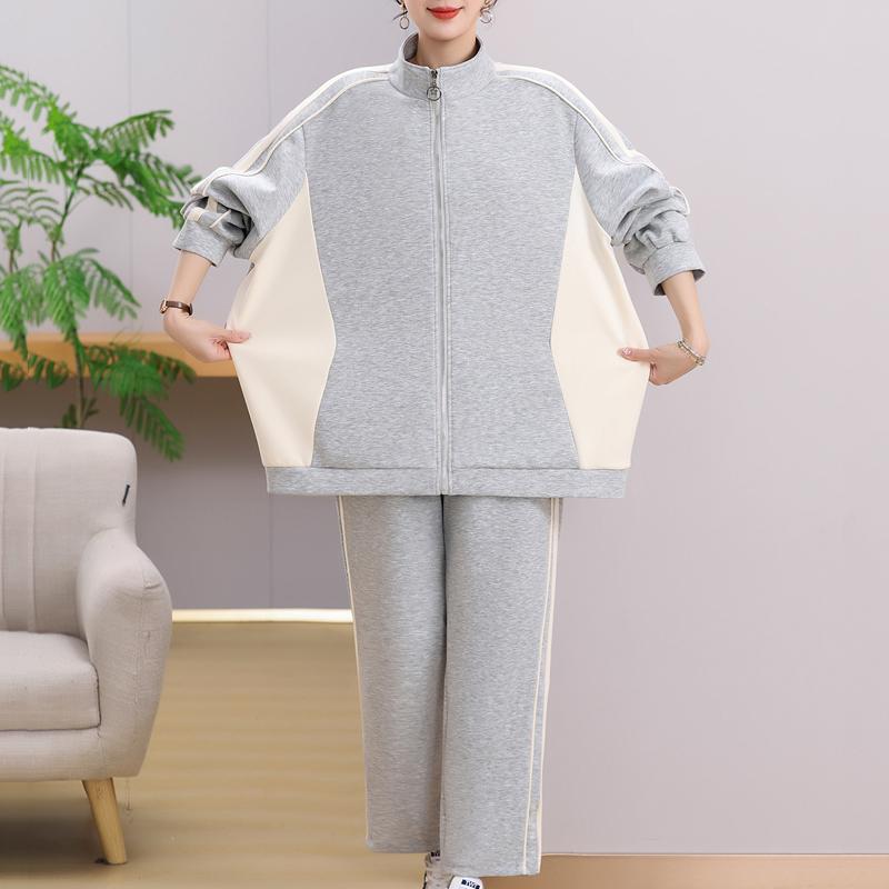 Elegantní nadměrné soupravy pro ženy Vintage oblečení Jaro Podzim Nadměrná dámská dvoudílná souprava