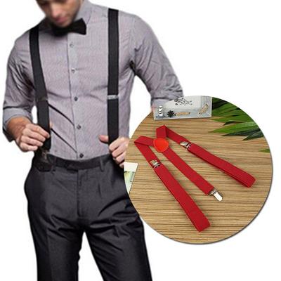 PU Leather Suspenders Braces Suspenders Color Party Braces Y-Back Color Party Lengthen Elastic Adjustable Wide Men