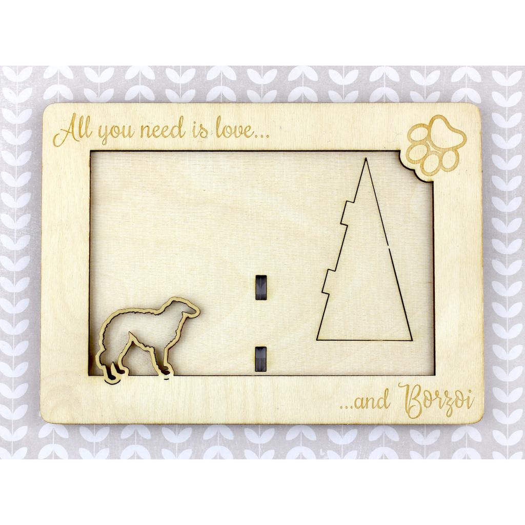 Borzoi, Russian Hunting Sighthound, Russian Wolfhound - Photo frame, engraved wooden frame, a lovely gadget for the dog lover by Art-Dog