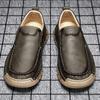 Fashion Stylish Men's Business Casual Shoes Comfy Leather Loafers Comfortable Casual Shoes Rubber Bottom Hiking Shoes Male Slip on Flats