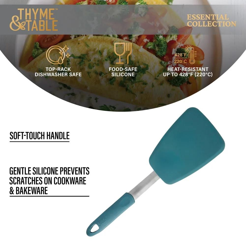 Food-Safe Silicone Turner Kitchen Spatula Ergonomic Handle Non-Stick Cooking Tool Flipping Pancakes Burgers Omelets Safe Durable