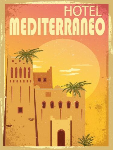 Hotel Mediterranean In Spanish Wall Plaque Vintage Metal SignAluminum 20x30cm(7.8x11.8inch)