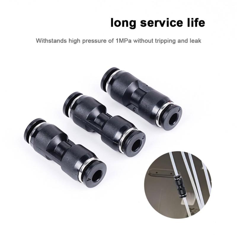 Schwarzer PU4 Rohrverbinder Rohrverbinder Pneumatisches Zufuhrrohr Verlängerungsstück Für PTFE-Rohre In 3D-Druckern