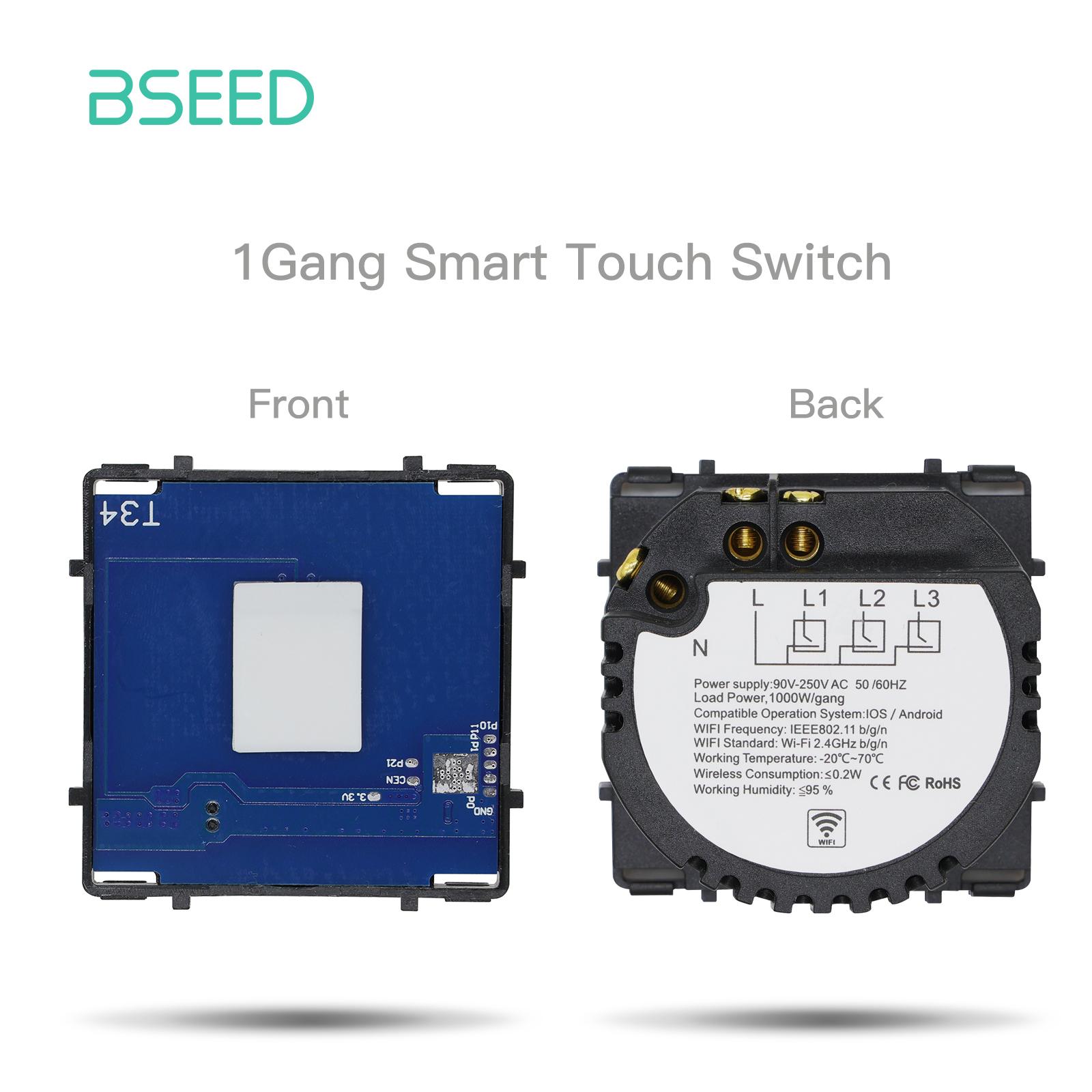 Bseed EU Standard The Base Of Wifi Touch Switch Not Dimmer AC 110~240V, 1 Gang  2 Gang 3 Gang Control Switch Without Glass Panel EU standard