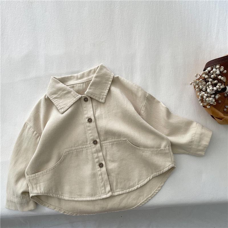 

Осенняя повседневная куртка-рубашка в корейском стиле для малышей мальчиков и девочек 90 cm бежевый