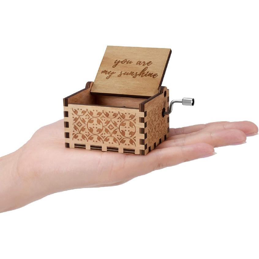 You Are My Sunshine Wood Music Boxes,Laser Engraved Vintage Wooden Sunshine Musical Box Gifts for Girlfriend,Boyfriend,Family Friends,On