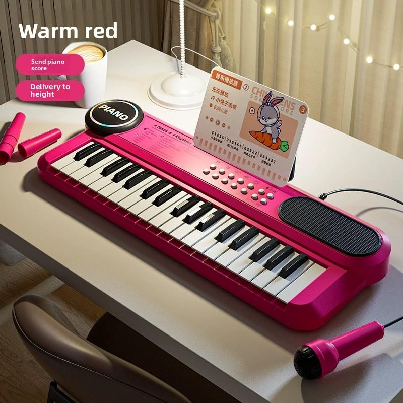 Non-Toxic 37-Key Kids Piano Keyboard Musical Toy With Microphone Music Score For Early Learning Interactive Play Best Gift Christmas Gift