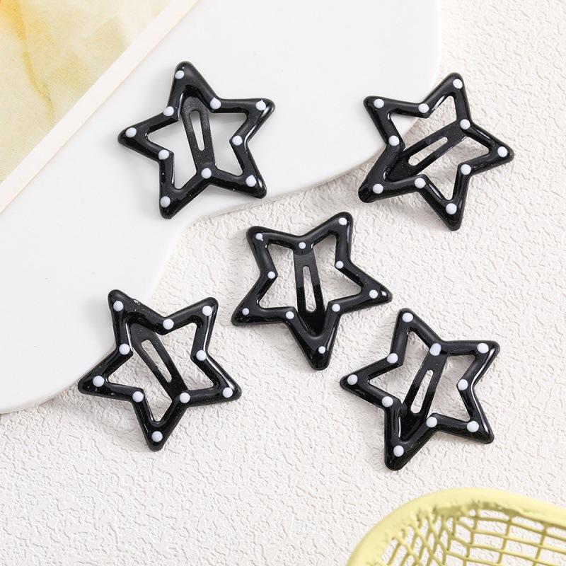 

10pcs/Set Black White Star BB Hair Clips Y2K Women Girls Polka Dots Cute Metal Star Hairpins Kids Barrettes Hair Accessories
