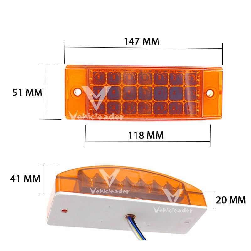 2PCS Car Truck 21 LED Side Marker Clearance Light Rear Lamps Waterproof Tailight Truck Trailer LED Clearance Lights Amber Red