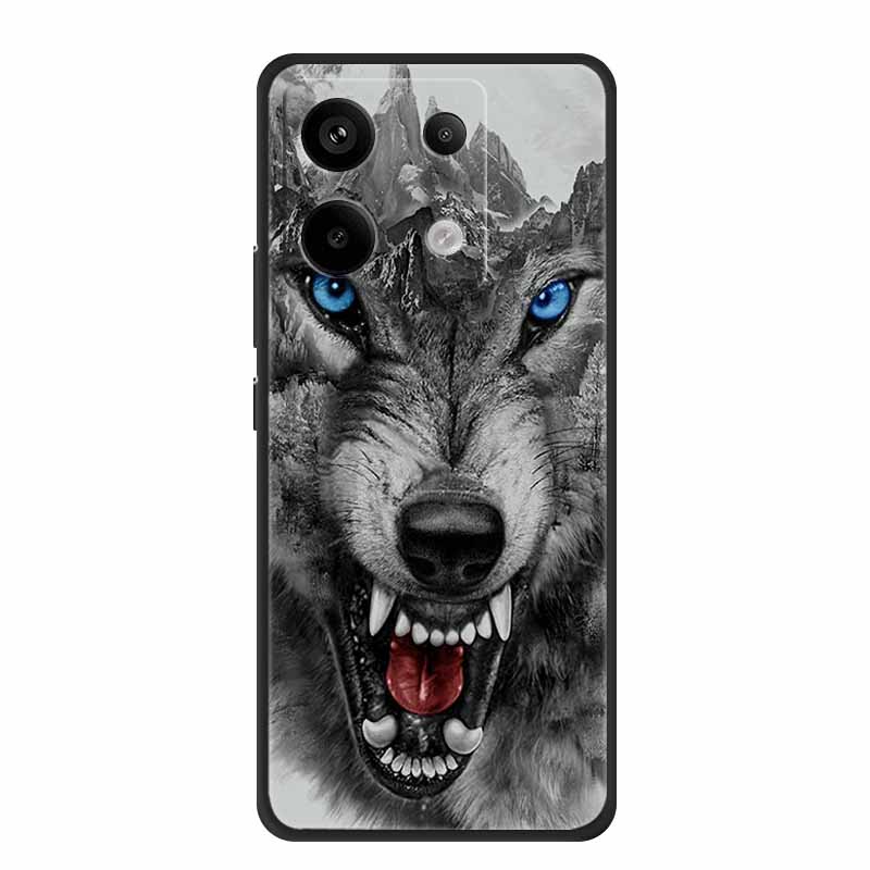 For Xiaomi Redmi Note 13 Pro 5G 4G Case Animals TPU Soft Silicone Back Cover Phone Cases for Redmi Note13 4G 5G Bumper Wolf Para