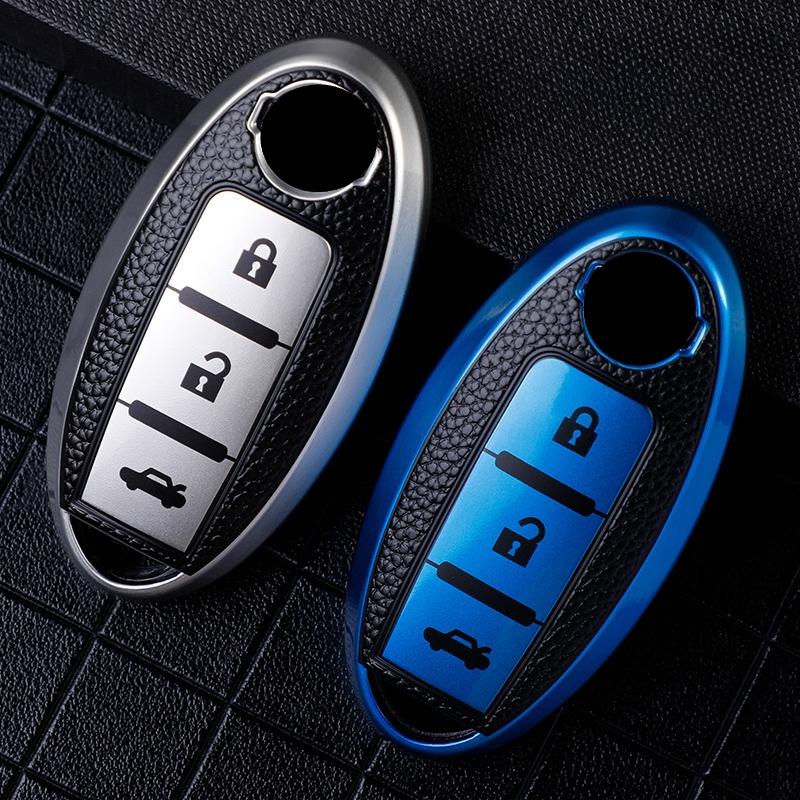 TPU Läder Bilnyckelfodral Skydd för Nissan Leaf Micra Qashqai J11 J10 X Trail T32 Versa Note Patrol Nyckelfodral Tillbehör