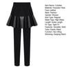 Damen Leggings Rock Elastischer Hoher Bund Verdicktes Plüschfutter Enganliegend Kunstleder Culottes Fake Zweiteiler Warm Vielseitige Culottes