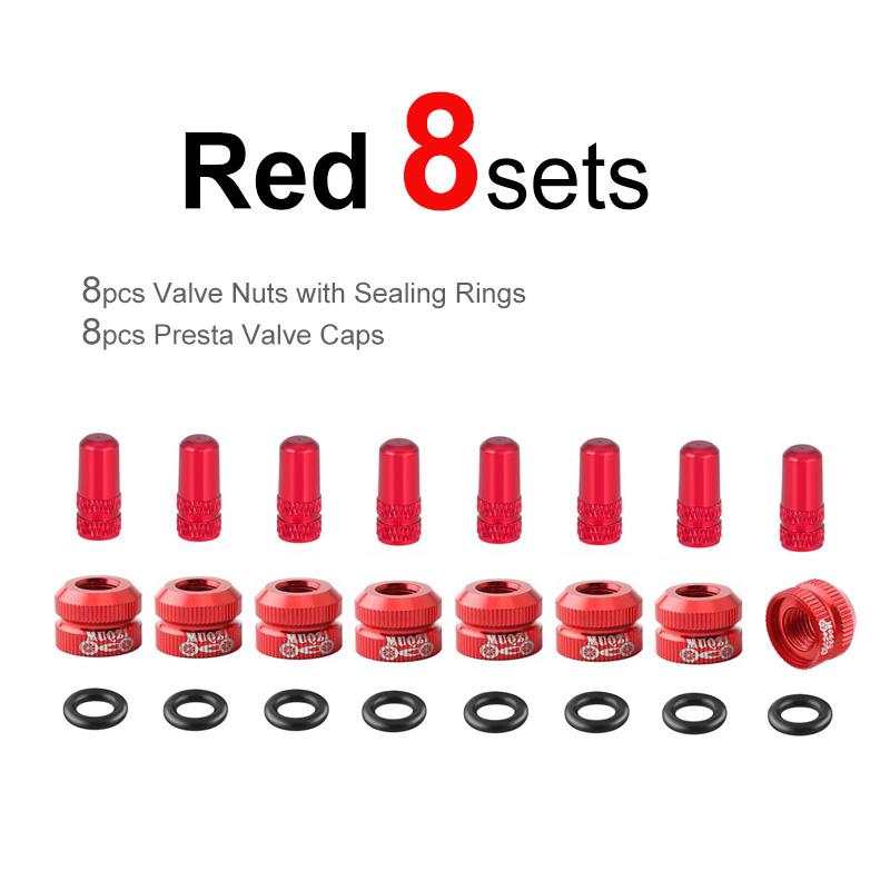 2~8sets Bicycle Tire Valve Nut with Presta Valve Cap Set MTB Road Bike Tubeless Presta Valve Protection Screw and Cover