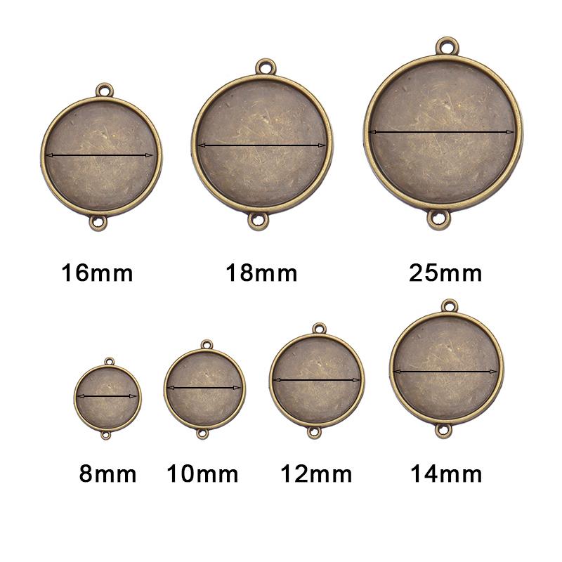 

10pcs 8-25mm Ancient Bronze Cabochon Base Connectors Tray Bezels Blank Bracelet Setting Supplies For Jewelry Making Findings 8mm