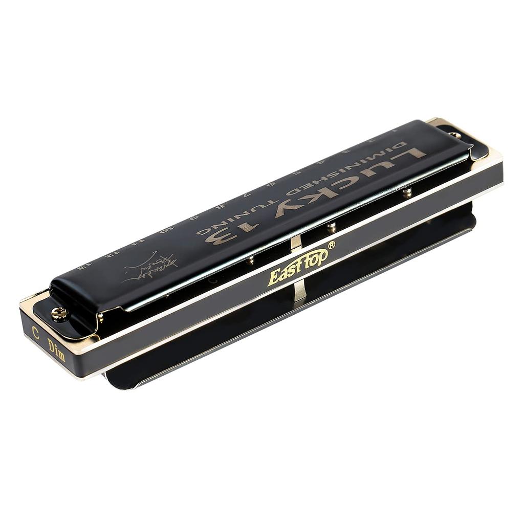 East Top Lucky13 (Diminished-C) 13-Hole Blues Harmonica in A Key, Ideal for Jazz Professionals, Adults, and Children, Perfect for Study and Practice,