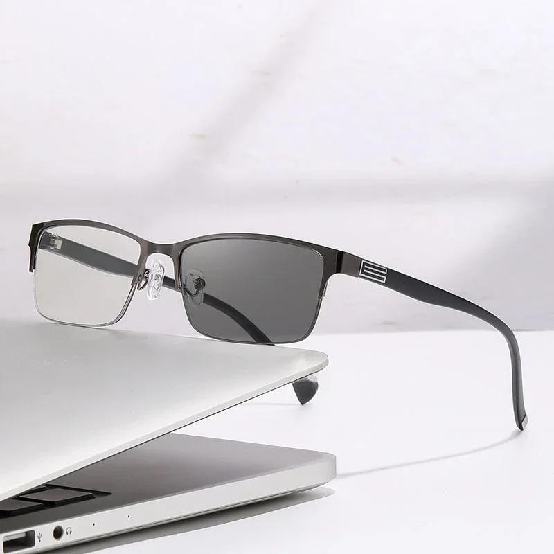 

New Photochromic Reading Glasses Progressive Multifocal Far Sighted Eyewear Men Anti-blue Light Eyeglasses Sun Shades Glasses 2.00 серый