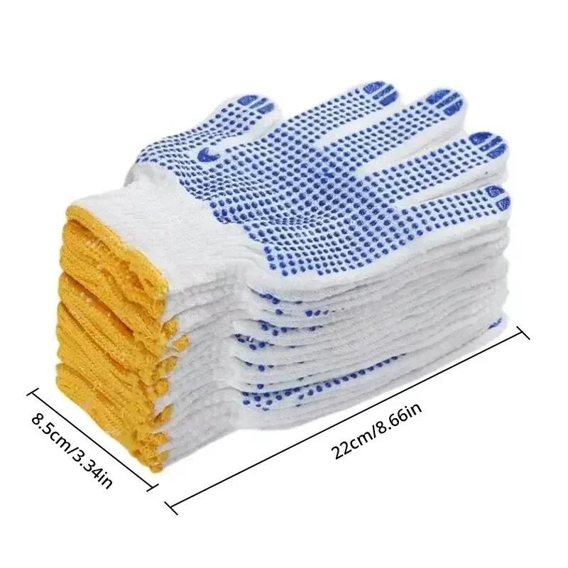 12 Pairs Work Gloves With Anti Slip Grip PVC Dots Safety Cotton Protection For Painter Mechanic Industrial Construction