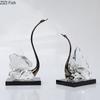 Transparent Crystal Swan Ornaments Creative Artwork Desk Decoration Gold-plated Swan Sculpture Modern Home Decor Accessories