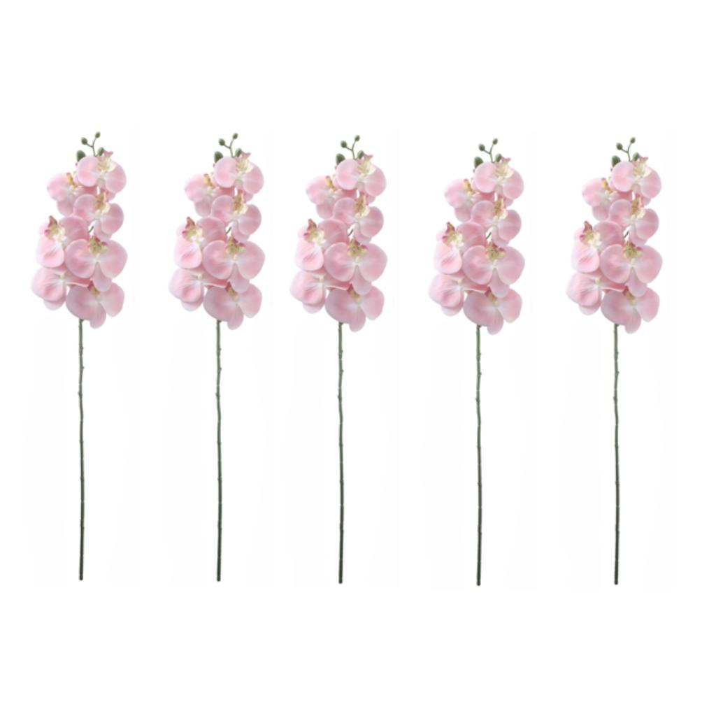 5 Pack Artificial Phalaenopsis Orchid Stems Realistic Silk Flowers for Elegant Home Table Centerpiece Decoration