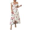Women's V Neck Floral Print Ruffle Trim Midi Dress Sleeveless Summer Vacation Casual Elegant Dress for Outdoor Events