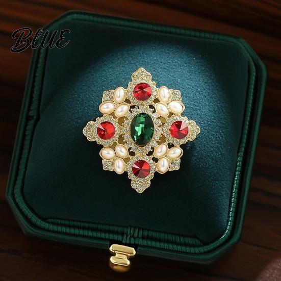 Coat Brooch Accessory Dazzling High-Saturation Imitation Gemstones Faux Pearls Inlaid