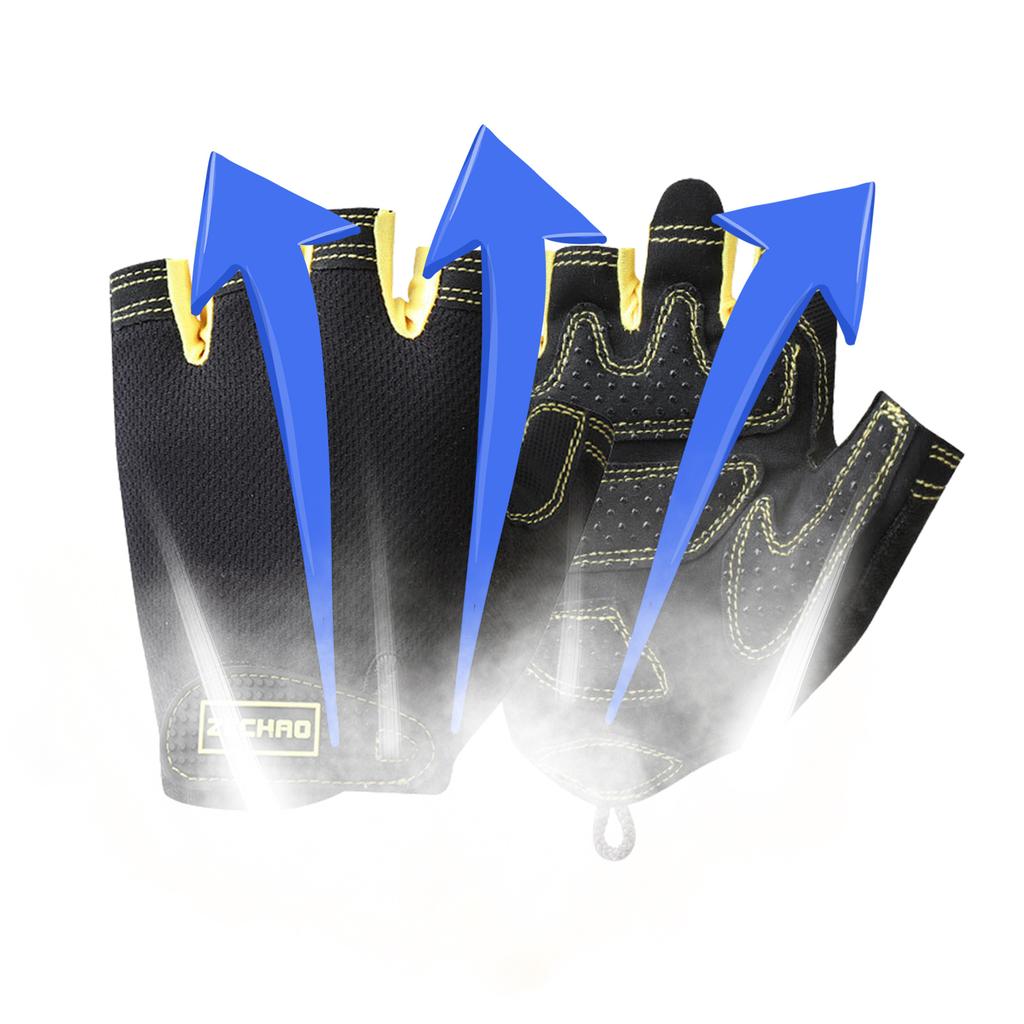 Guanti da Ciclismo Guanti da Bici Senza Dita Guanti a Mezzo Dito Per Ciclismo Regolabili Assorbi-Urto Traspiranti Bici Senza Dita