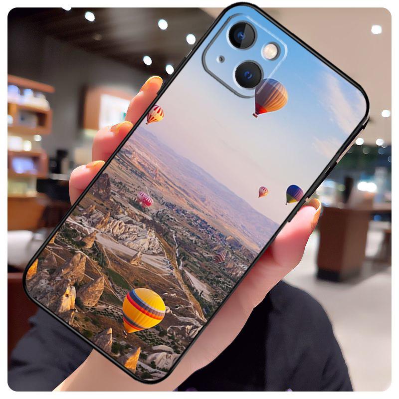 Hot Air Balloon Travel Mountain Case For iPhone 14 Pro Max 16 15 11 12 13 17 Pro Max mini 15 16 Plus 16e 17 Air Phone Cover