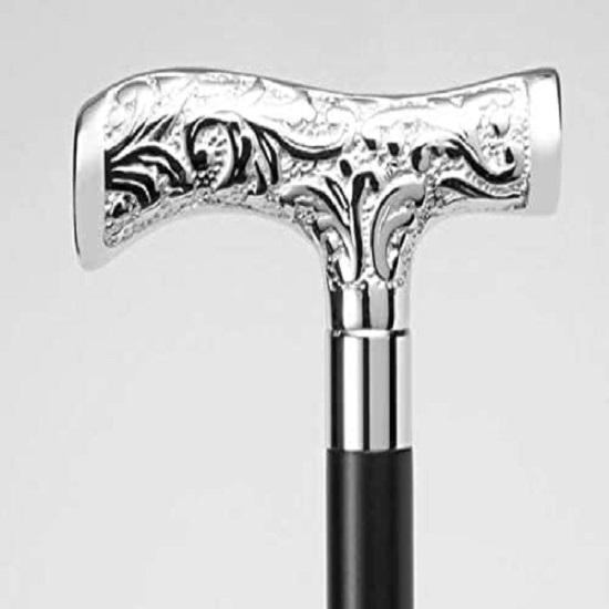 Pacific Marine  Brass Walking Stick Deluxe Walking Cane Beautiful Brass Silver Handle Walking Stick for Men and Women Gift