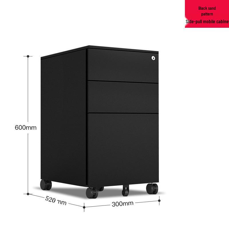 Steel Three-Drawer Mobile Office Cabinet with Lock, Under Desk Storage Solution