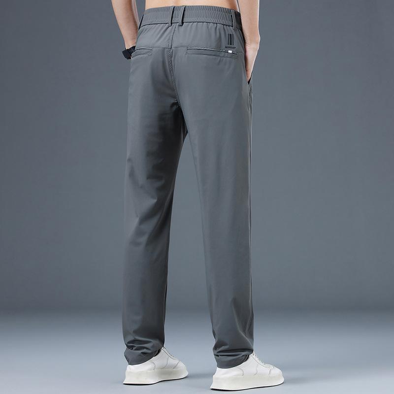 

2024 Новые мужские брюки весна/лето эластичные тонкие и классные прямые деловые повседневные брюки для мужчин 34 серый