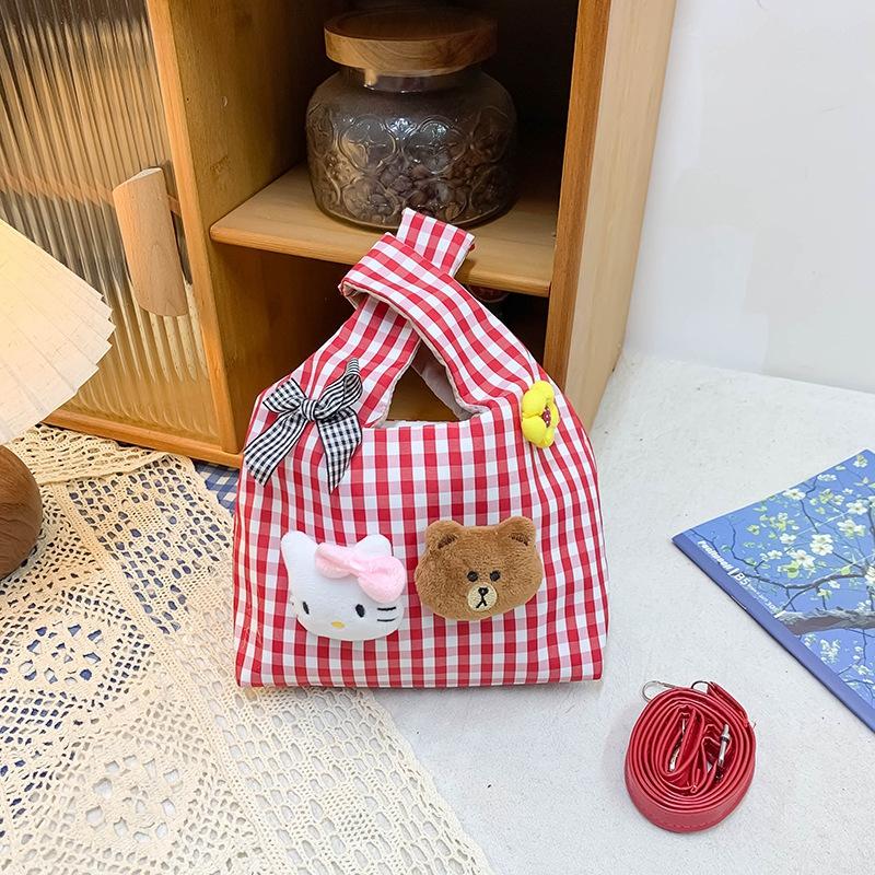 Small fresh plaid bag women's new niche doll handbag spring versatile sweet messenger bag