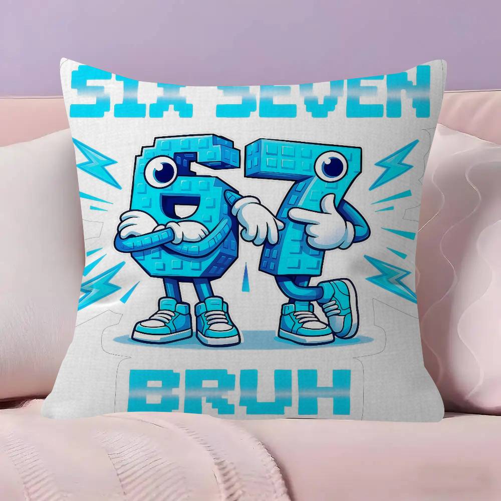 Cartoon 67 Six Seven  Cushion Cover Pillow Cover Decor Pillowcase Printed Cushion Case for Couch