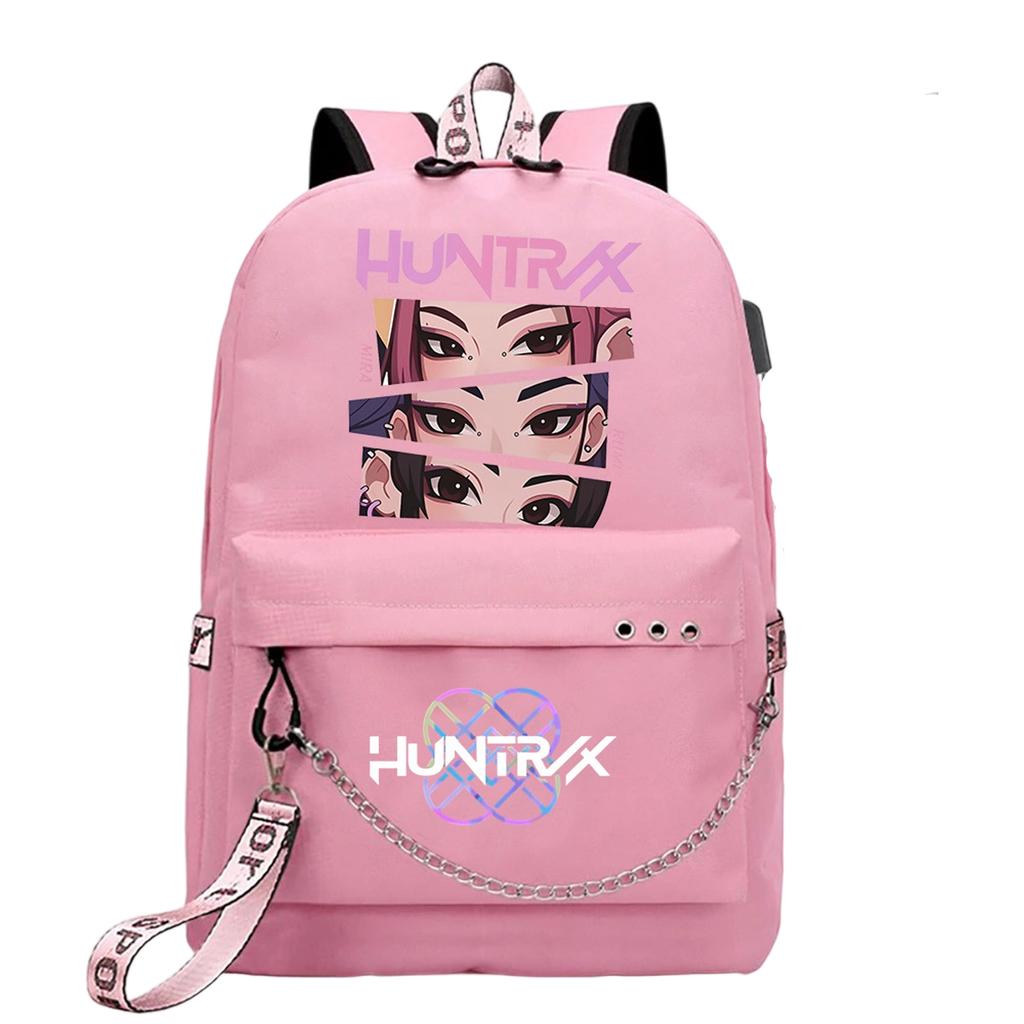 Witch  Girl Group Print Student Backpack Iron Chain Trendy Backpack USB Backpack