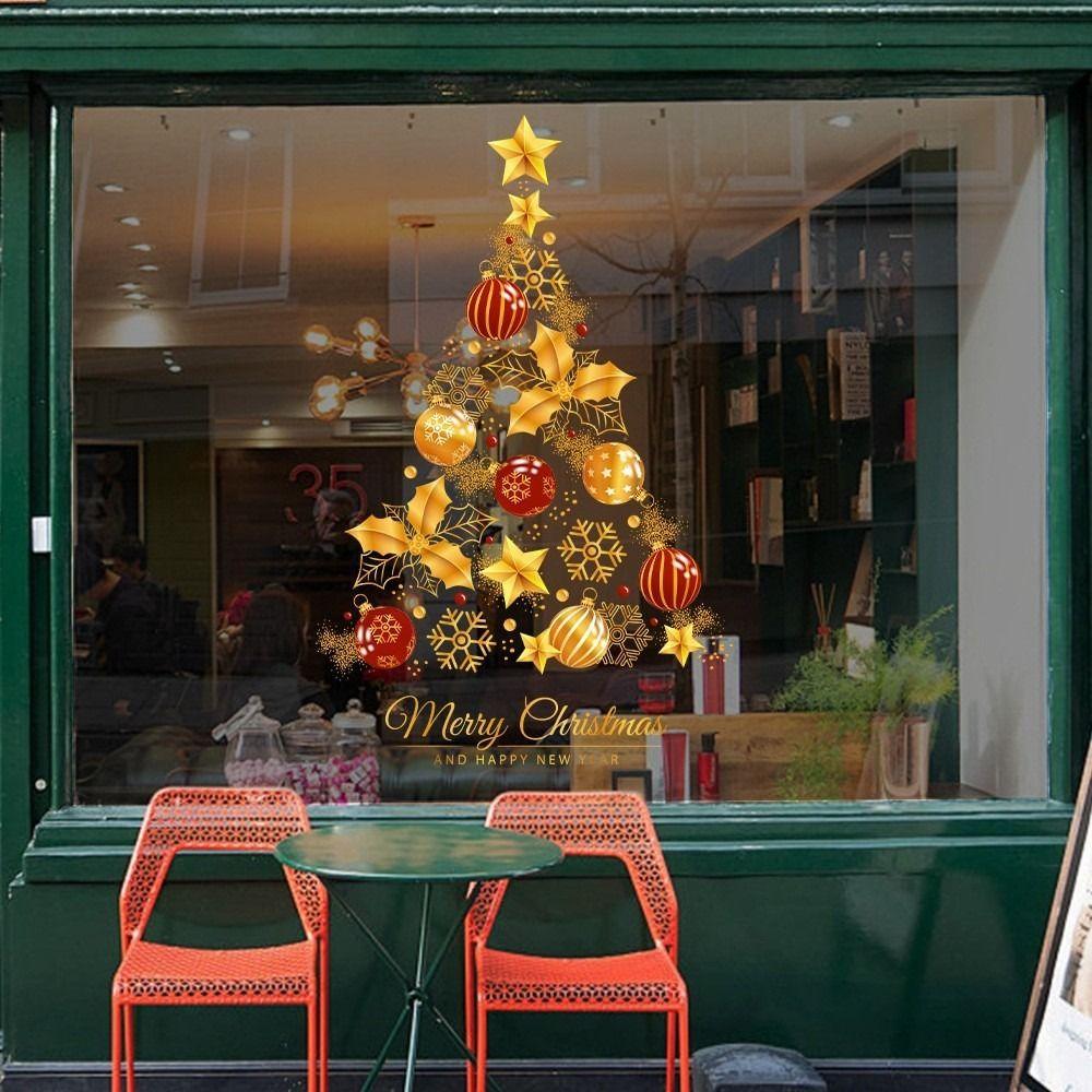 PVC Weihnachtsfenstersticker Elektrostatisch Ganzes Blatt Weihnachten Wandsticker Wiederverwendbar Weihnachten Fensteraufkleber Glastüren