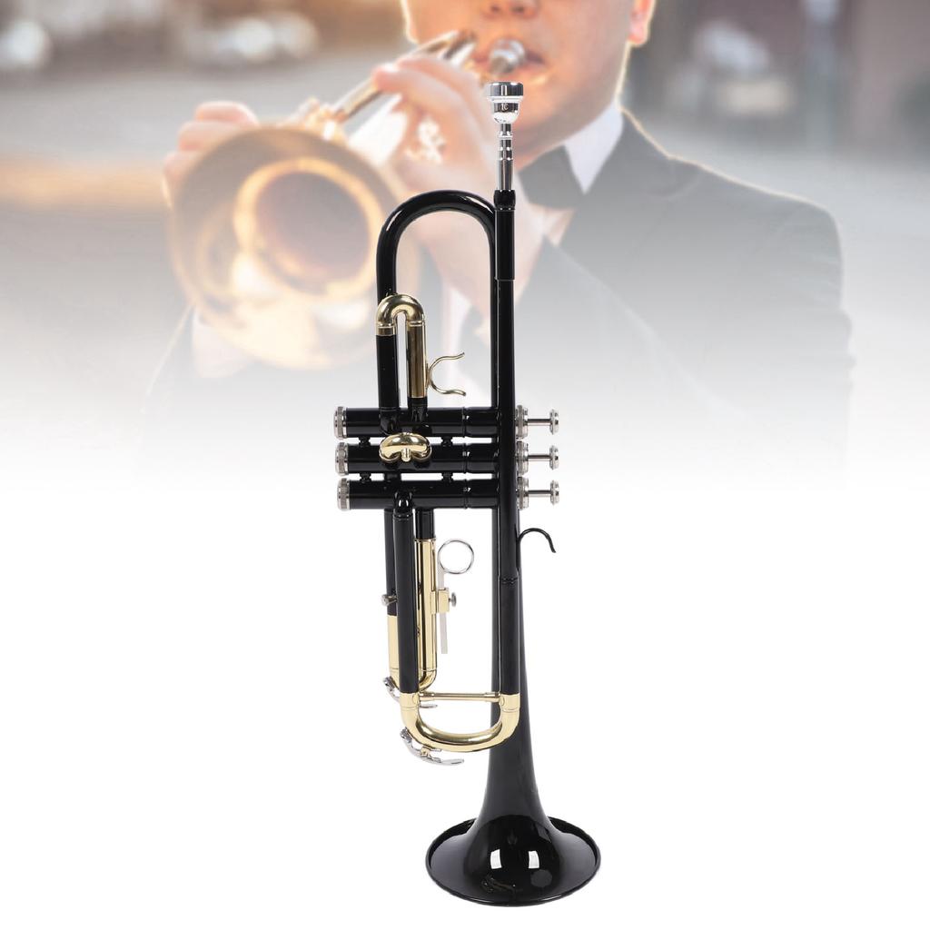 Trumpet Bb Brass Instrument Standard Set for Beginners Band Professional Performance Black