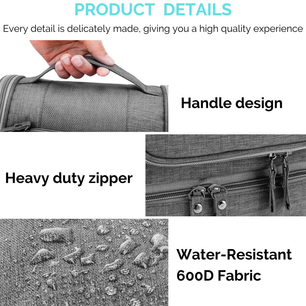 Handing Toiletry Bag, Well Divided Toiletry Bag for Travel, Waterproof Travel Dopp Kit