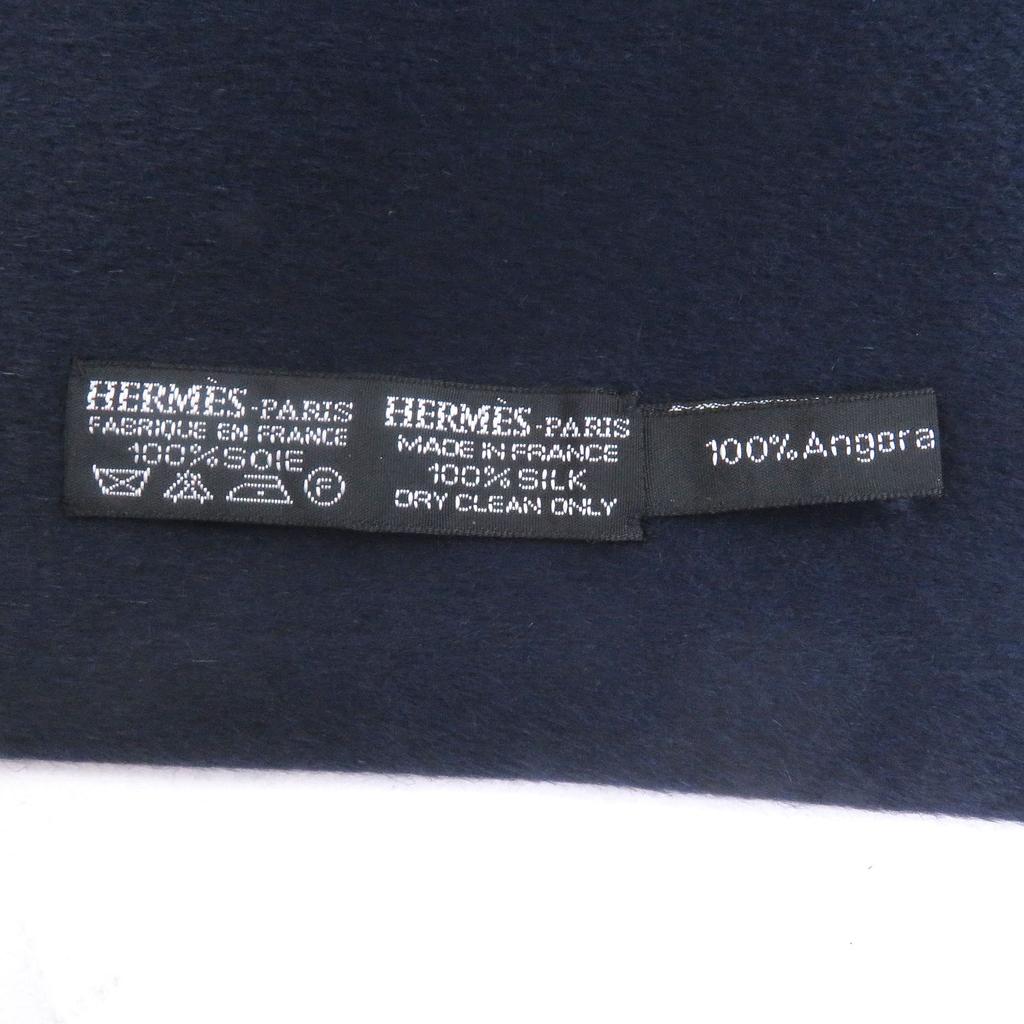 Excellent HERMES Scarf Horse Harness All-over Pattern Navy Silk Mens Used
