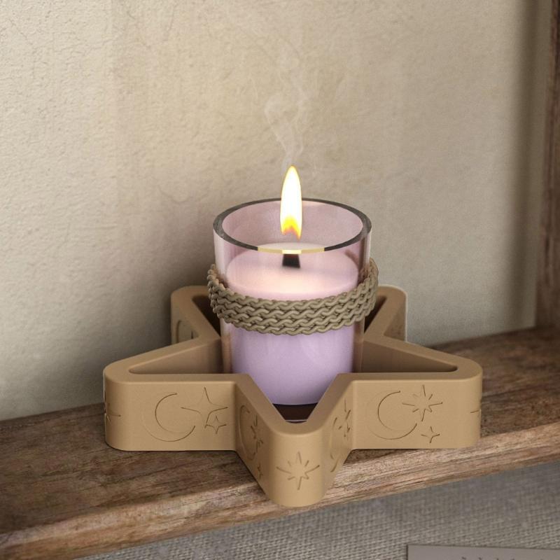 Sturdy Star and Moon Silicone Mould Round Tray Home Accessory for Crafting Supplies and Creative Storage Solution