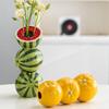 Orange Lemon Watermelon Fruit Model Vase Ceramic Crafts Flower Holder  Living Room Desktop