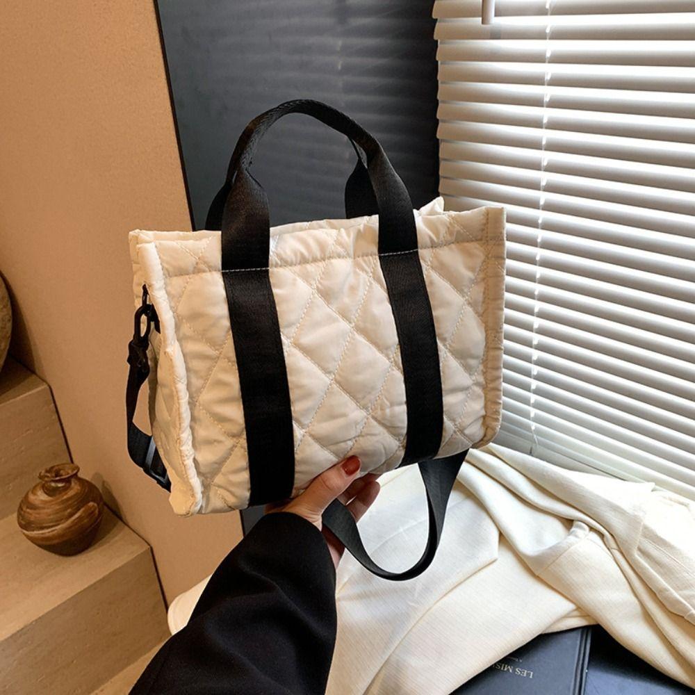 Rhombus Plaid Korean Shoulder Bag Korean Style Small Puffer Bag  Office Worker
