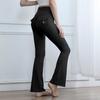 Yousheng Women Yoga Pants Solid Color Slim Fit Flared Pants with Pockets Thin Elastic Cargo Style Sexy Ruched Long Pants