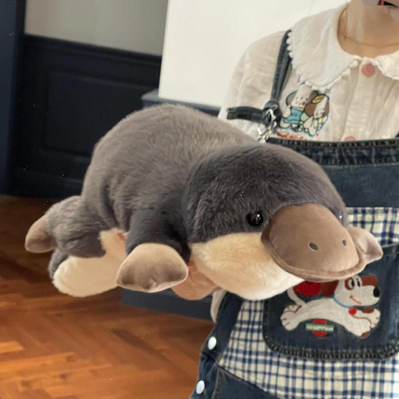 Simulation Cute Platypus Plushie Stuffed Animal Plush Doll Pillow Toy Super Soft Grey Lying Plush Toy High Quality Kid Toy Gfit