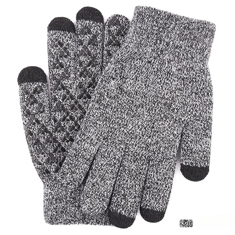 Winter Men's Touchscreen Gloves Oversized Fleece Lined Cold Resistant Warm Knit Gloves Cold Proof Touchscreen Enabled