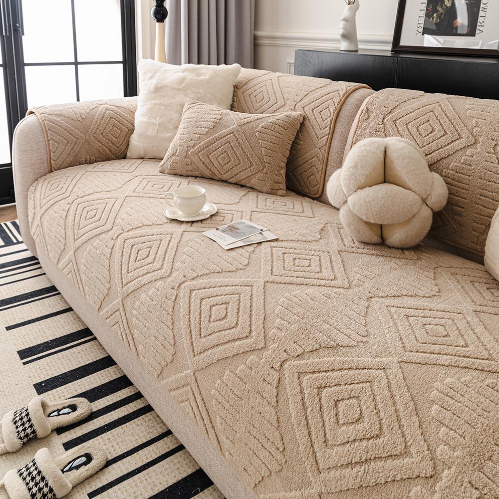 Husa de pernă de pluș căptușită pentru canapea pentru sufragerie Husa de protecție pentru canapea Husa de șezut pentru canapea Jacquard Anti-alunecare pentru iarnă