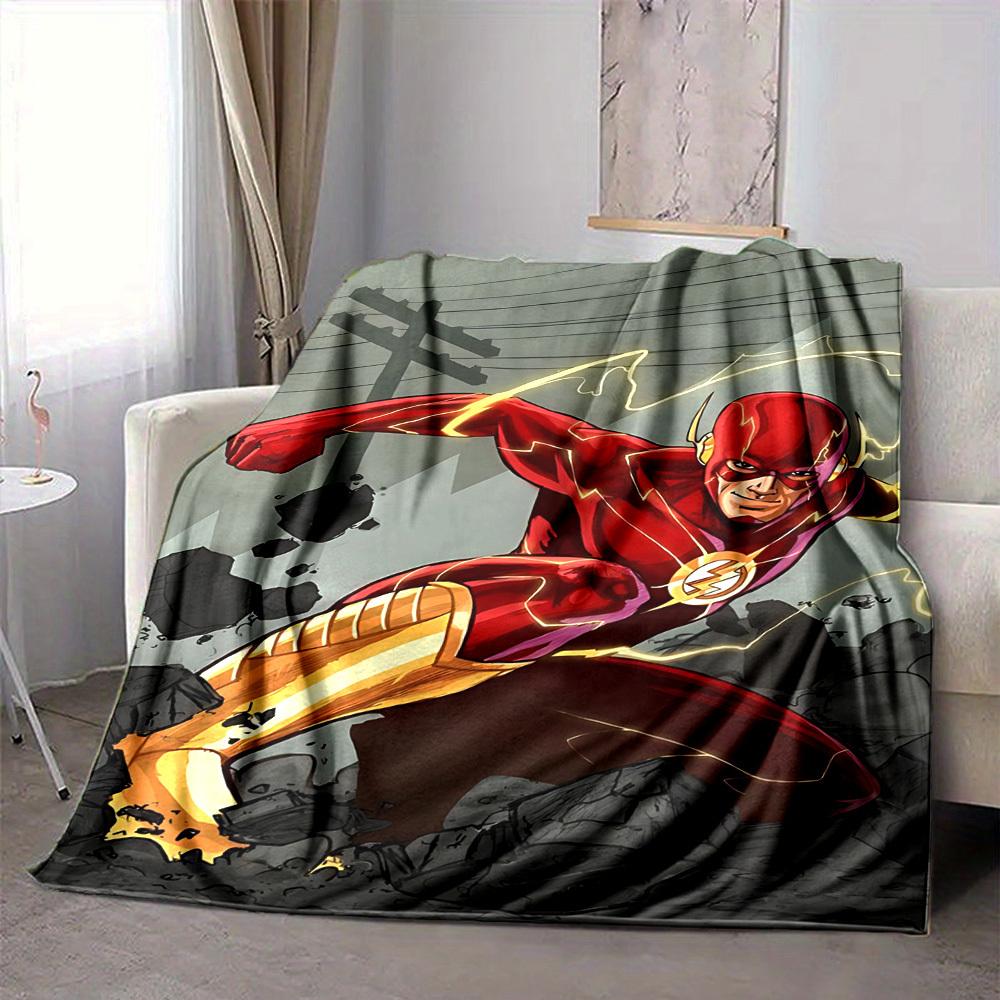 1 Stück Flash Superhelden Decke Polyesterfaser, Ganzjahreskomfort für Sofa, Bett, Büro, Auto, Camping, Ideale Heimdeko & Geschenk, Bürokomfort