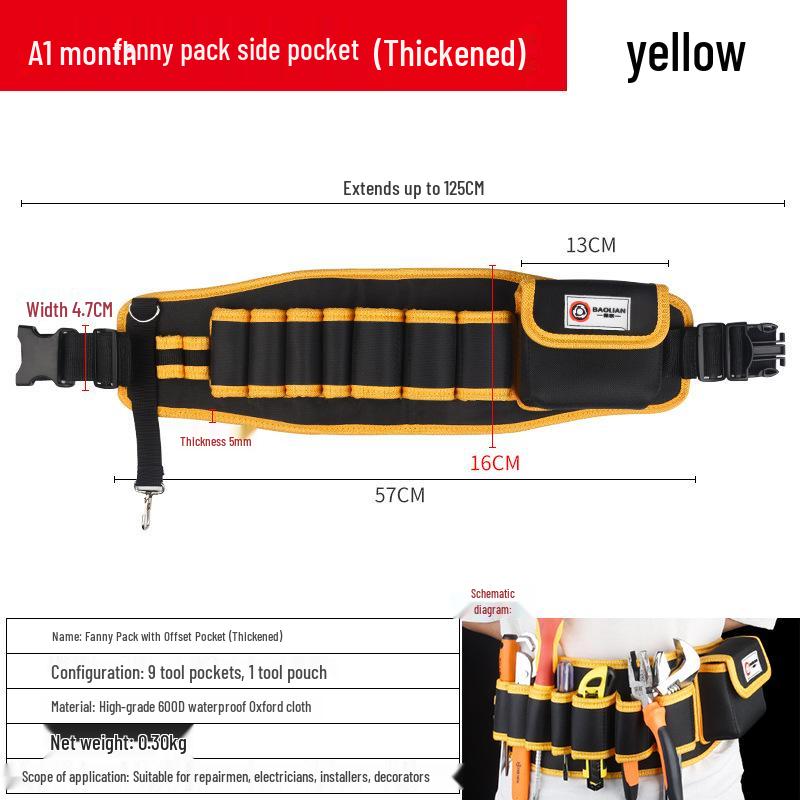 Canvas Multifunction Electrician Waist Tool Bag with Oxford Cloth